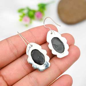 Boucles d'oreilles en onyx noir, argent sterling 925, bijoux en pierres précieuses faits à la main, cadeau élégant pour femme - Product Image 2