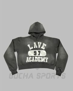 Sudadera con capucha térmica de gran tamaño de algodón 100% de peso pesado para hombre de marca OEM, ropa de calle de estilo Vintage de invierno, estampado de Calavera, lavado con ácido pesado - Product Image 6