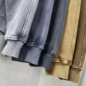 Sweat à capuche zippé surdimensionné pour homme motif solide lavé à l'acide lourd 100% coton Streetwear en hiver de style Hip Pop - Product Image 5