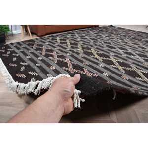 Alfombra Turca Vintage de 7x11.6 pies, Alfombra Extra Grande, Alfombra de Lana Negra Kilim - Product Image 3