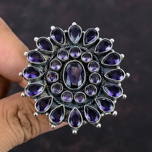 <b>Amethyst</b> Gemstone Silver <b>Ring</b> Handmade Statement <b>Ring</b> 925 Sterling Silver Big <b>Amethyst</b> <b>Ring</b> - Product Image 5