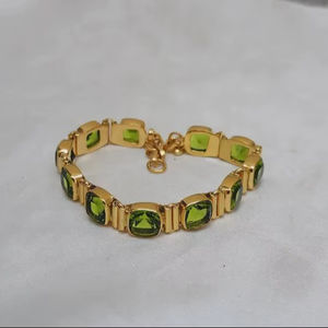 Peridot Gemstone <b>Bracelet</b> 925 <b>Sterling</b> <b>Silver</b> 14k Gold Plated Jewelry For Women Elegant Luxury Gift - Product Image 1