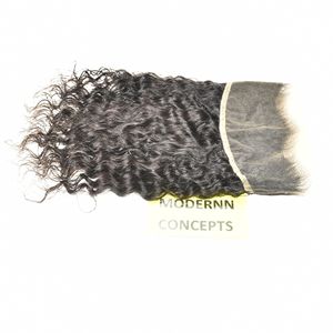 Cuticule non traitée alignée naturelle soyeuse 13*4 HD frontale ondulée couleur noire vierge brute indienne Temple Extensions de cheveux humains - Product Image 2