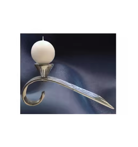 Bougie votive ou photophore en métal pur antique, décoration de table d'événement de mariage finie unique, supports de lumière de bougie de Noël - Product Image 6