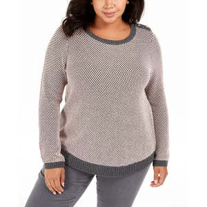 Maglione Charter Club da donna taglia 1X con bottoni e dettagli a contrasto, nero - Product Image 1