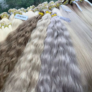 Extensions de cheveux humains vierges vietnamiennes en vrac, vague naturelle, prix de gros, blond clair, super double trame, 60 cm - Product Image 1