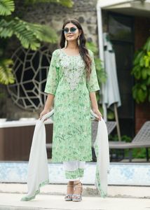 Ropa india, venta al por mayor, calidad de exportación, algodón Chikankari, bordado, Kurti Salwar, conjunto con Dupatta, superventas, tendencia Kurtha - Product Image 6