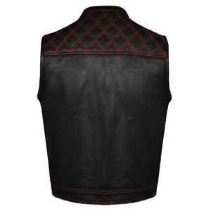 Gilet en cuir pour homme, hiver, boutonné, écologique, coupe-vent, respirant, commande en gros, prix d'usine - Product Image 4