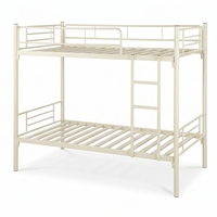 Lit superposé en métal ARSU, taille double, couleur crème, structure durable, échelle, barrières de sécurité, portes doubles ventilées verrouillables avec clé