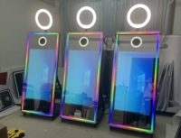 Miroir Photo Booth Flash Lumineux avec Cadre LED et Éclairage d'Appoint pour Fêtes à Domicile et Mariages