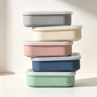 Boîte à lunch en silicone réutilisable personnalisée en gros, compatible micro-ondes, étanche, pliable, 3 compartiments, pour adultes, enfants, bureau, école