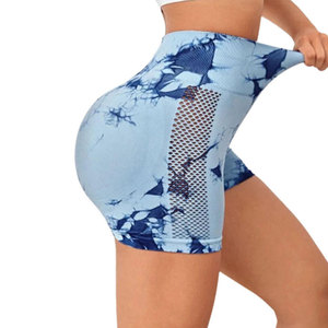 Shorts de Yoga de Cintura Alta Sin Costuras con Efecto Tie Dye para Mujer, Shorts Deportivos con Efecto Push-Up, Shorts de Ciclismo con Laterales de Malla para Entrenamiento y Fitness - Product Image 6