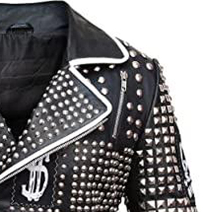 แจ็กเก็ตหนังแท้สีดำสำหรับผู้ชายแจ็กเก็ตมอเตอร์ไซด์พังค์สีดำสำหรับฤดูหนาว - Product Image 3