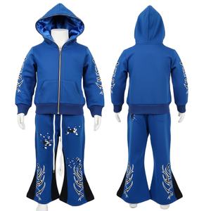 Nouveaux styles, vente chaude pour adultes, streetwear, sweat à capuche zippé en satin doublé, pantalon évasé en molleton de coton, survêtement unisexe imprimé sur mesure - Product Image 1