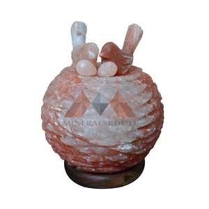 Lampe de sel artisanale en matériaux organiques, légère, en forme de nid, technique de sculpture, décoration Feng Shui pour la maison - Product Image 2