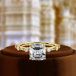 Igi แหวนหมั้นทองคำ14K สีเหลืองทอง14K Dainty Asscher ตัดห้องปฏิบัติการปลูกเพชรคลาสสิกคริสเตียนของขวัญวันครบรอบแต่งงาน - Product Image 2