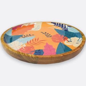 Plato decorativo para servir aperitivos, platos para servir dulces de boda, mesa de comedor de forma redonda de madera natural - Product Image 3