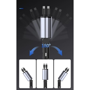 Estación de Carga para Auto con 2 Cables Retráctiles Tipo-C, Carga Rápida, Compatibilidad Universal, Entrada de 12V - Solución Premium para Carga Móvil - Product Image 1