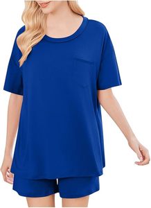 Ensemble de deux pièces à épaules tombantes, dernière mode, cousu à la machine, t-shirts et shorts assortis pour le sport et les vêtements de sport - Product Image 2