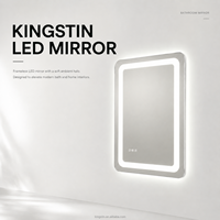 Kingstin Miroir Bain LED sur Mesure Miroir Intelligent Rétroéclairé, Miroir Maquillage Anti-Buée Bluetooth Horloge