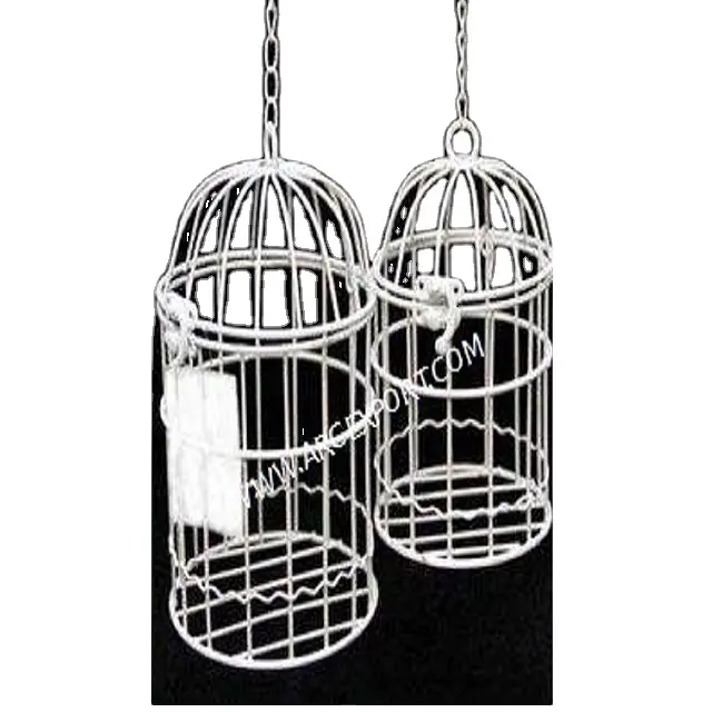 Portacandele per illuminazione a gabbia per uccelli Standard fantasia in stile rivestito in metallo con finitura bianca di colore pulito