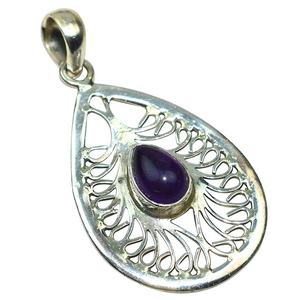 Colgante de amatista en forma de pera para mujer, de Plata de Ley 925, joyería de plata de último diseño, novedad - Product Image 1