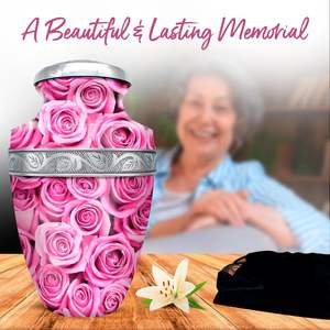 Urna Rosa-Urna de cremación grande para cenizas Hombre adulto con bolsa-Urna Rosa hecha a mano para adultos-Honra a tu ser querido - Product Image 5