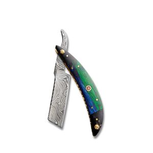 Navaja de Afeitar Recta de Damasco Hecha a Mano de Alta Calidad con Hermosa Mango de Madera, Fabricante de Cuchillos de Barbero con Soporte OEM para DIY - Product Image 1
