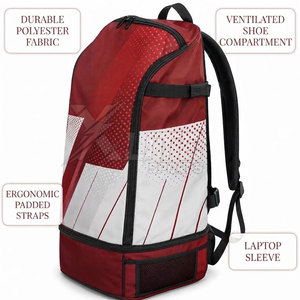 Sac à dos de football personnalisé pour équipe, sac de sport avec compartiment séparé pour chaussures, en nylon, capacité 50-70L, porte-ballon, multiples poches de rangement - Product Image 6