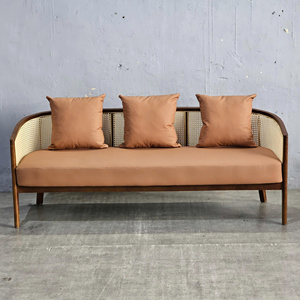 Harvey 1.8m Ash Wood <b>Sofa</b> SFB68090 Extendable Three-Seater with Rattan Mesh Upholstery <b>Sponge</b>-Filled <b>Sponge</b> <b>for</b> Home Furniture - Product Image 4