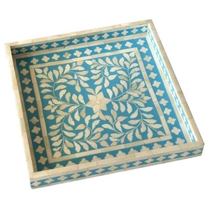 Vase de table rectangulaire en os incrusté fait main, style Art déco, origine Singapour, modèle SH-3030 - Product Image 1