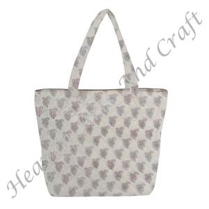 Oem Block Print Collection Sac fourre-tout matelassé en toile de coton tendance Sac matelassé de plage à motifs floraux Sacs fourre-tout matelassés Jumbo Shopping - Product Image 4