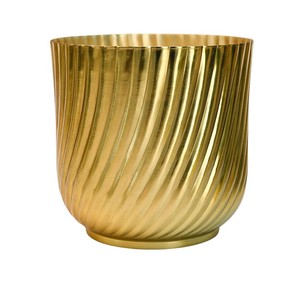 Florero de Metal con acabado dorado de diseño acanalado, centro de mesa decorativo para el hogar, sala de estar, oficina, Hotel, decoración Interior - Product Image 5