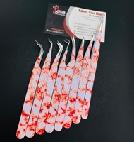 Pince à épiler professionnelle pour extensions de cils, motif marbré, pointe fine, prise ferme, en acier inoxydable, durable
