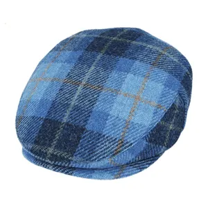 Topi Flat Tweed asli Harris 100% wol Inggris topi Bunnet Stornoway Skotlandia topi Flat Derby Inggris topi menembak