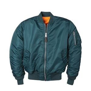 Blouson aviateur bleu marine en satin léger pour hommes personnalisé en gros toile zippée avec col montant et poches boutonnées coupe-vent - Product Image 5
