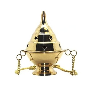 Incensario de incienso colgante de latón/quemador de incienso de carbón con cadena decorativa para el hogar - Product Image 1