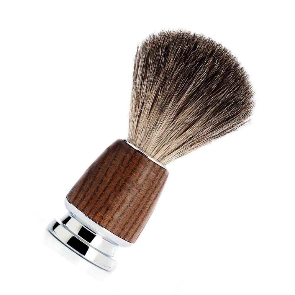 Wholesale Shaving Brush Men's Synthetic Hair Wooden Handle Beard Brush Shave Silver and Resin Handle