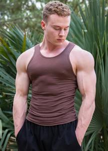 Débardeur de sport d'été pour hommes, col en U, séchage rapide, haut avec tissu côtelé, fitness en plein air, sans manches pour le fitness - Product Image 3