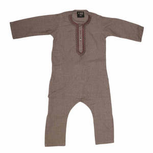 ชุดสูทปักลายสำหรับเด็กผู้ชาย - สีน้ำตาล - Product Image 1
