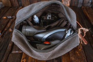 Neceser de viaje de estilo Vintage, neceser de lona duradera de cuero genuino con cremallera, estuche portátil para hombres y mujeres, - Product Image 6