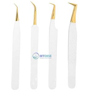 Ensemble de pinces à épiler professionnelles pour extensions de cils avec étui en cuir coloré - Product Image 3