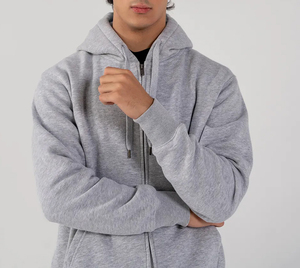 Sudadera con Capucha Personalizada con Logotipo Premium para Hombre, Cierre Completo, Corte Regular, 100% Algodón, Invierno, Deportes al Aire Libre, Fitness, Running, Casual, Lisa, Teñida, Felpa - Product Image 1