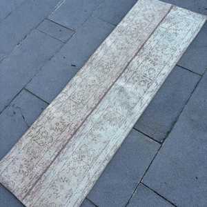 พรมตุรกีขนาด 1.6x5.2 ฟุต สีเทา ลายแบบนามธรรม พรมขนสัตว์วินเทจ - Product Image 2