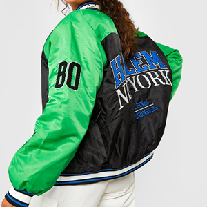 2025 Otoño Invierno ropa de mujer personalizada Chenille bordado manga de cuero Vintage béisbol Bomber Letterman Chicago chaquetas - Product Image 6