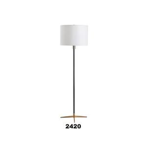 Lampadaire en métal noir avec abat-jour blanc pour bureau et salon d'hôtel à domicile - Product Image 1