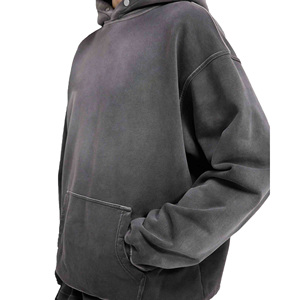 Custom Logo Streetwear Cotton Vintage Men's Hoodies Heavyweight Acid <b>Wash</b> Oversized Distressed Hoodie - Product Image 5