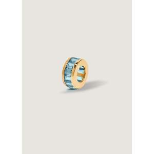 Colgante de Oro con Baño de Rodio y Patrón de Gota de Agua, con Amuleto de Piedra de Nacimiento Baguette de Aguamarina (Topacio Azul Suizo) y Oro Rosa - Product Image 1