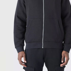 Sudaderas personalizables de 100% algodón con cremallera de peso pesado para hombre, sudadera térmica con capucha en blanco de lana con patrón sólido de invierno con servicio OEM - Product Image 2