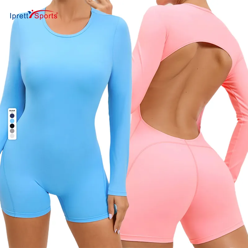 Hot Selling Women's One Piece Beauty Back Yoga Jumpsuit Tight Backless Tummy Control Bodycon Workout Romper